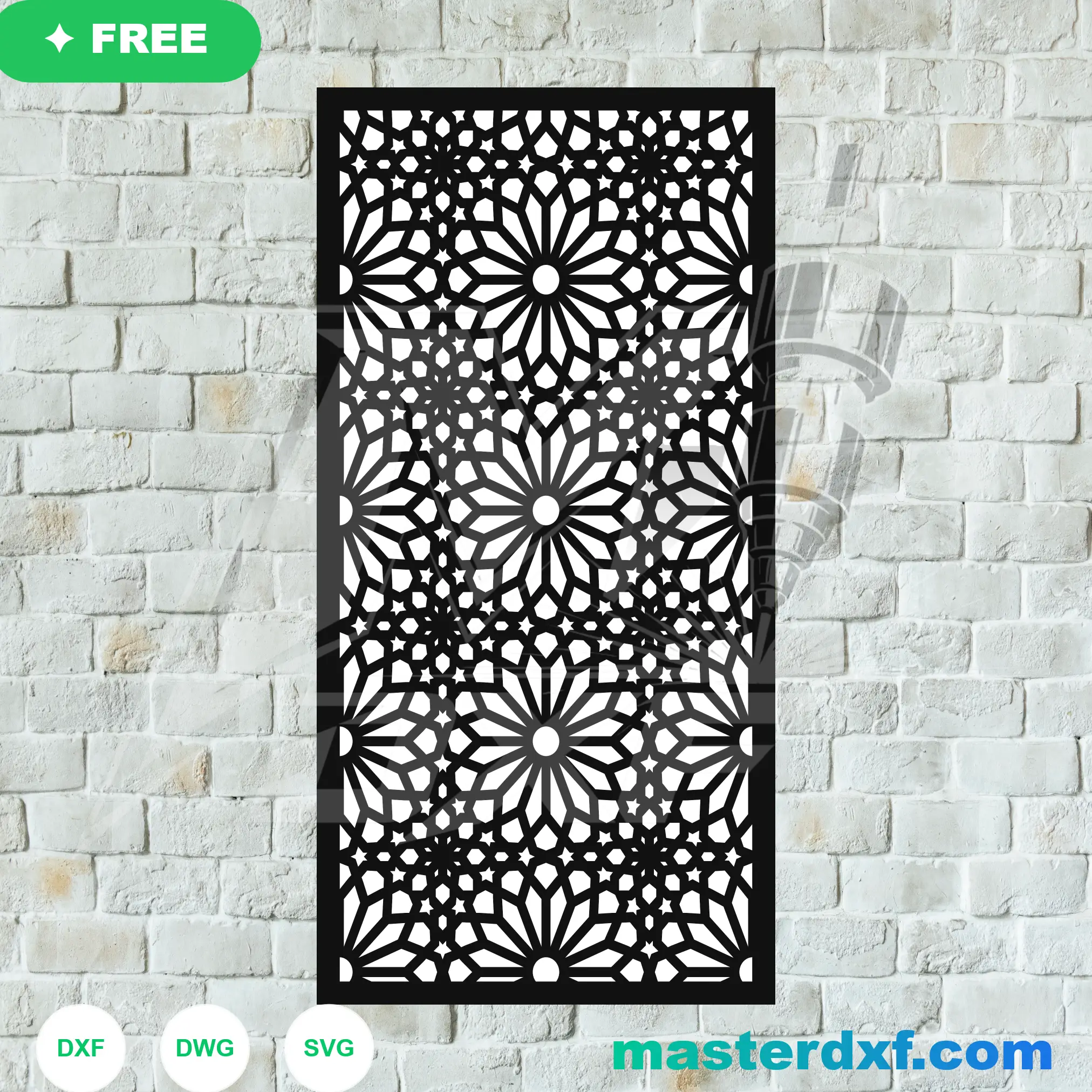 Intricate Moroccan Girih Star Polygon Vector Panel Template DXF File